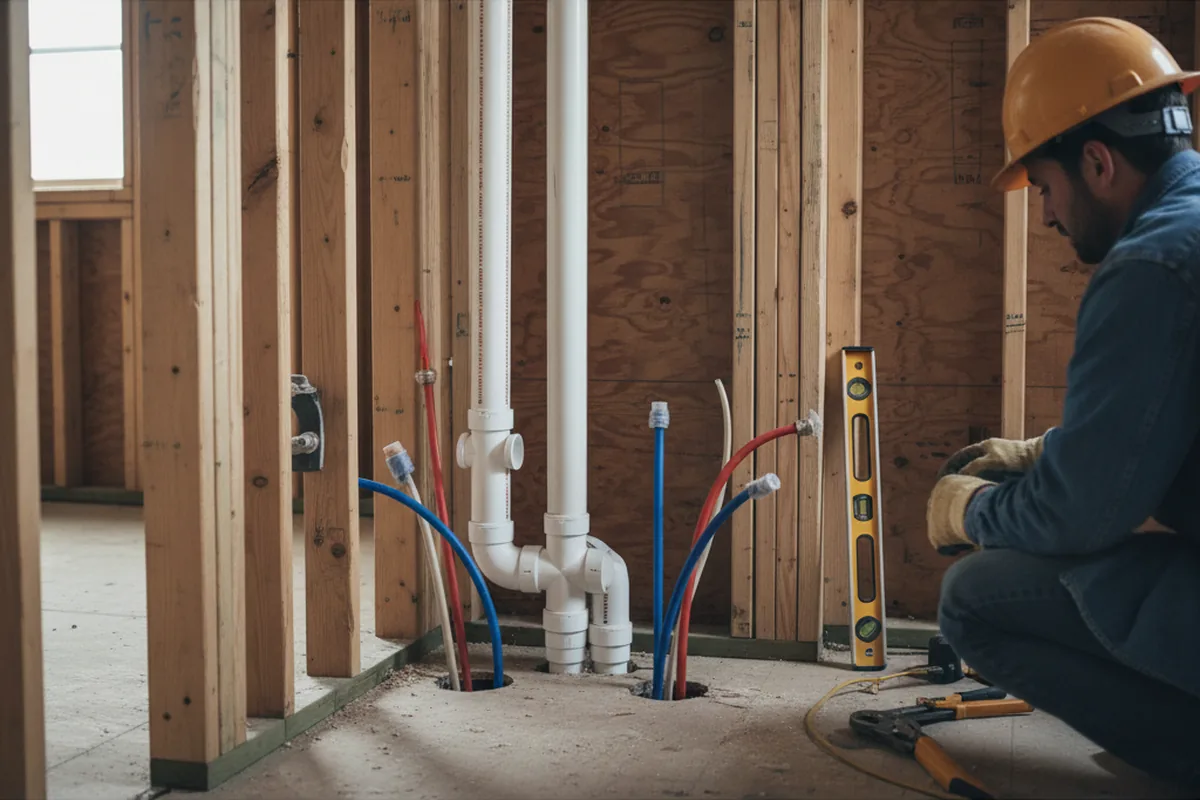 Drain and supply rough-in during Garbage Disposal Repair in Linden
